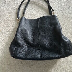 Coach Black Pebbled Leather Shoulder Bag